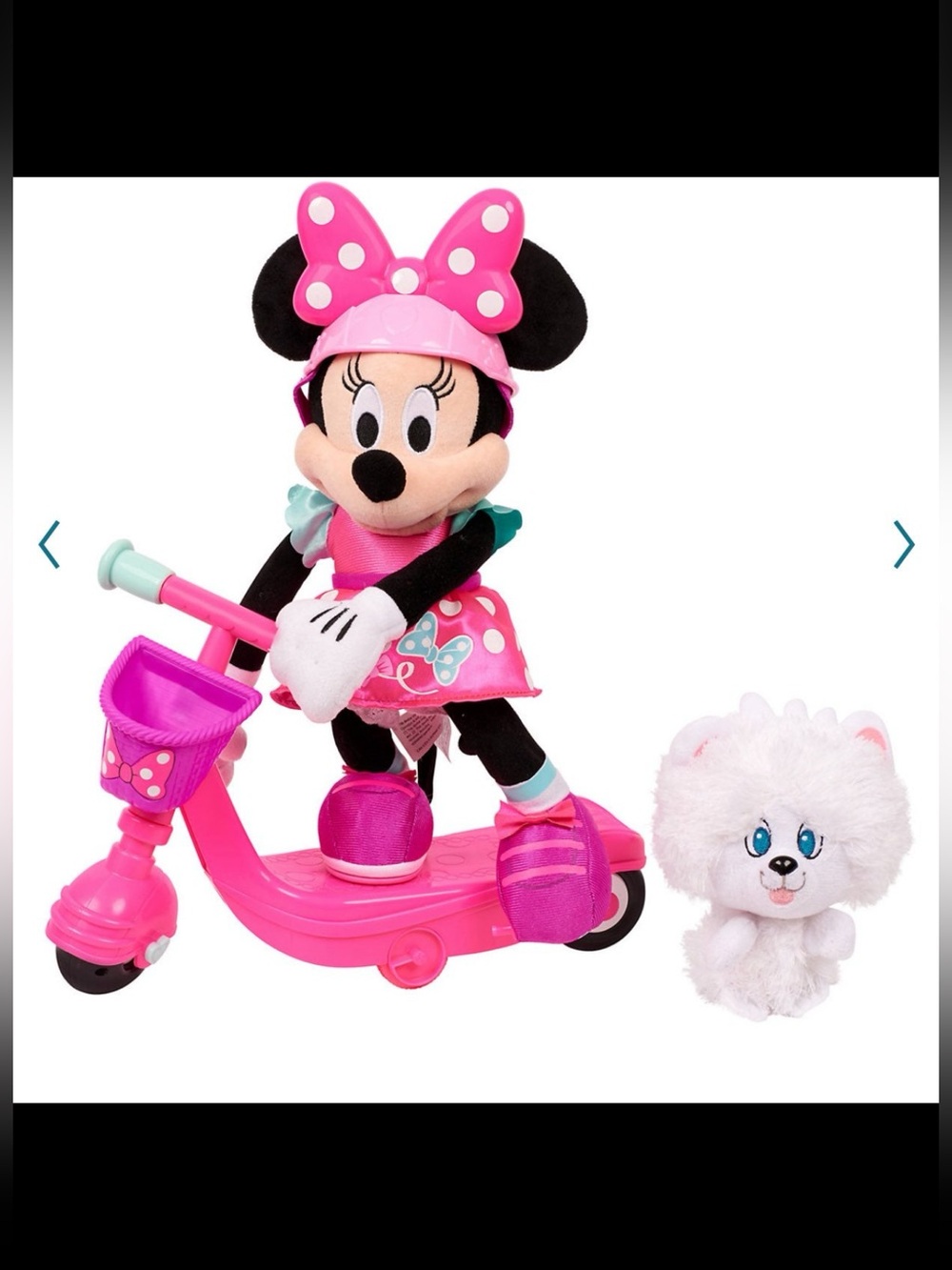 Disney Minnie Mouse Sing & Spin Scooter Play Set with White Plush Puppy